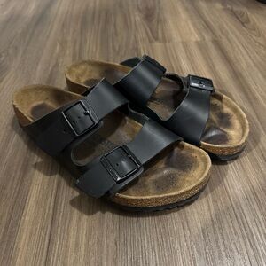 Birkenstock Arizona Sandals Black Leather Size 42